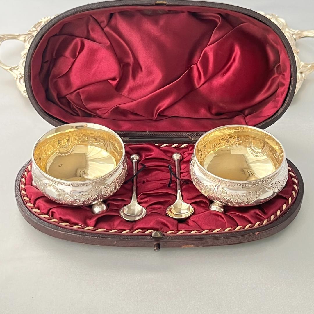 【Atkin Bros】 ビクトリアンのソルトポット / スプーン ペア