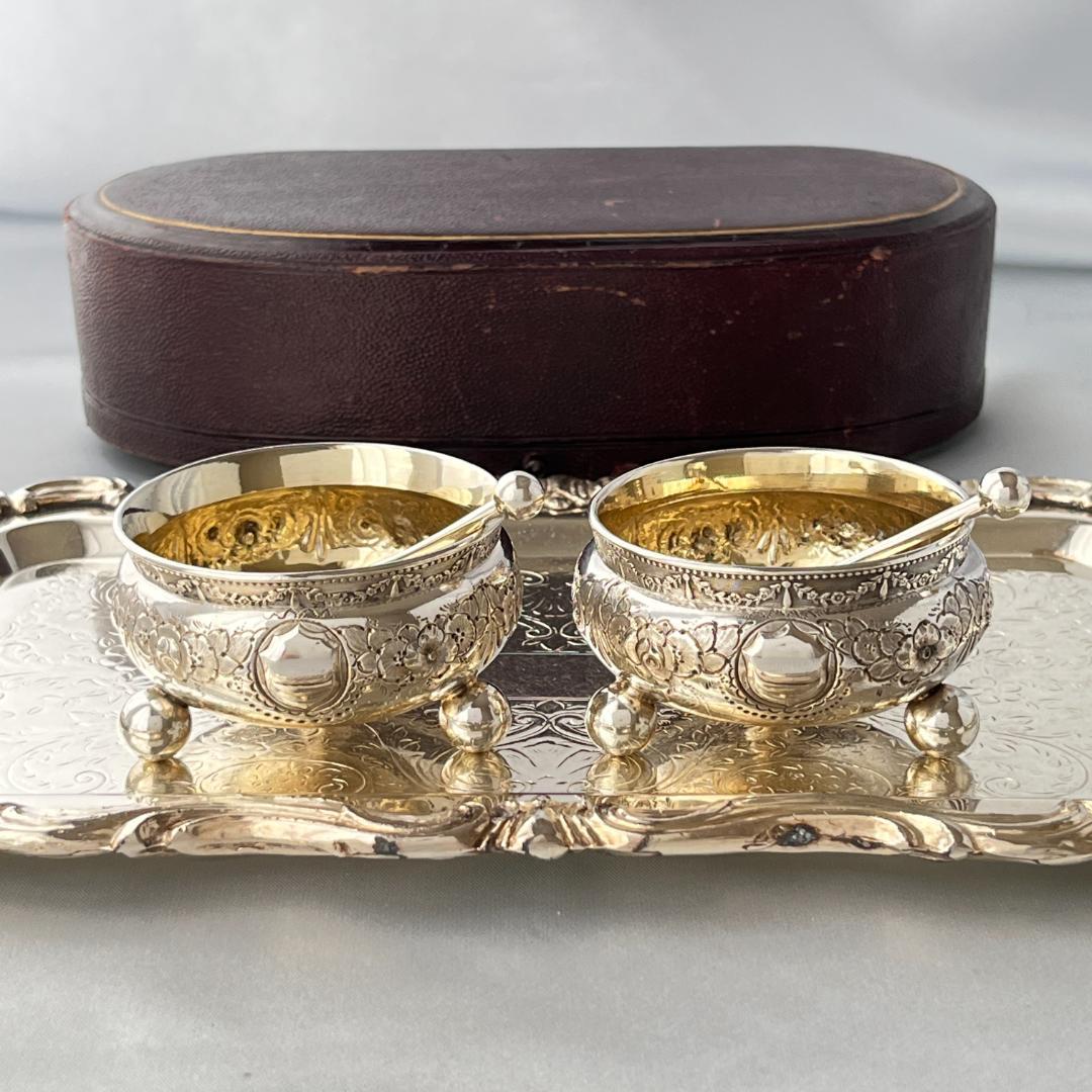 【Atkin Bros】 ビクトリアンのソルトポット / スプーン ペア