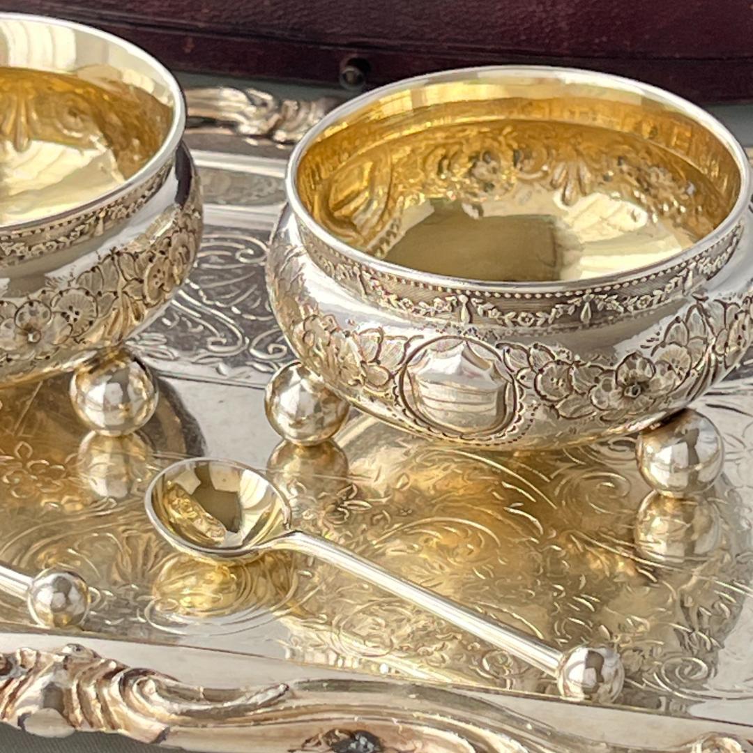 【Atkin Bros】 ビクトリアンのソルトポット / スプーン ペア