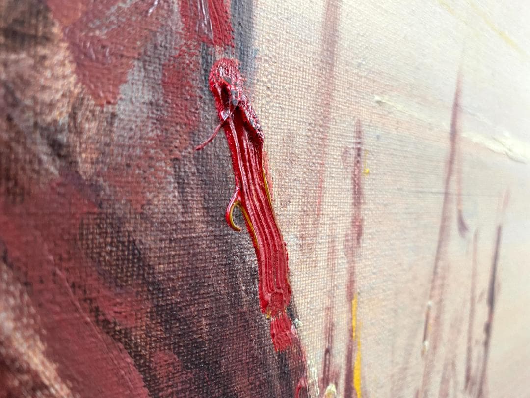 スジョノ・アブドゥラ 『漁船』1977年油彩画 136×72cm 直筆署名額付