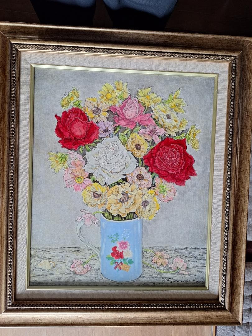 「貝殻と花々」服部和三郎　真作Ｆ－８号