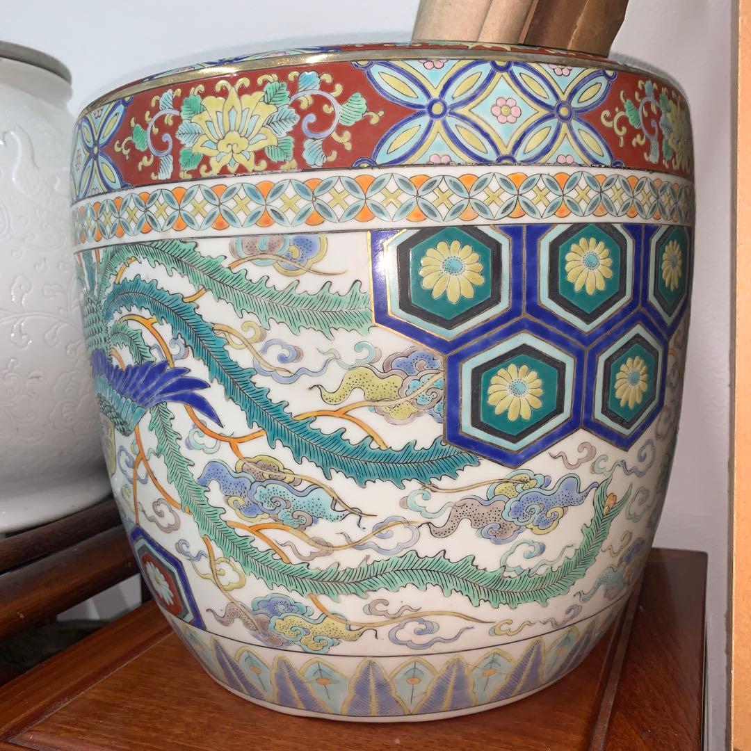 陶器製火鉢鳳凰 縁起物　美術品級