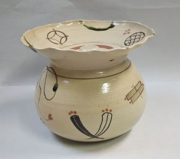 最終特価 茶道具 水指 弥七田織部 砂金袋 宝尽絵 川本了生 新品　織部