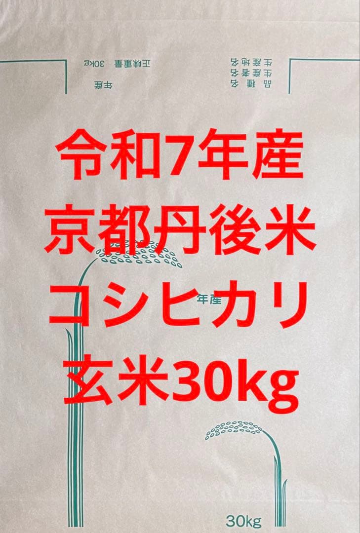 送料無料 令和7年産 京都丹後米 コシヒカリ 玄米 30kg