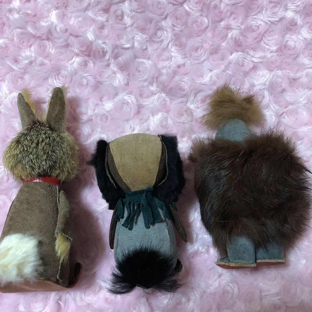 ☆希少☆１点もの☆アンティーク毛皮ぬいぐるみ３体セット