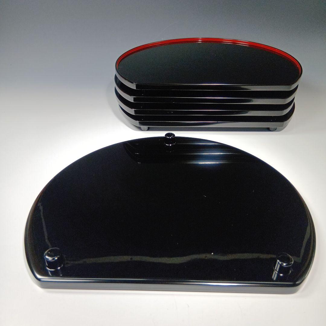 値下げ木製　輪島塗(塗師)静峰造　半月盆5枚　 共箱