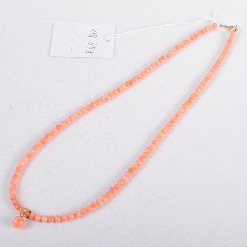 珊瑚　サンゴ　ネックレス　Ｋ18金具　箱付　D　4712