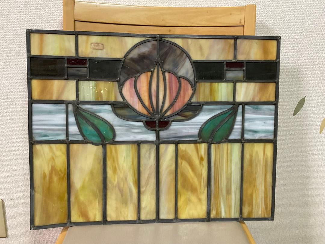 西洋アンティーク　大　ステンドグラス　 約51cm x 40cm 工芸品　ガラス