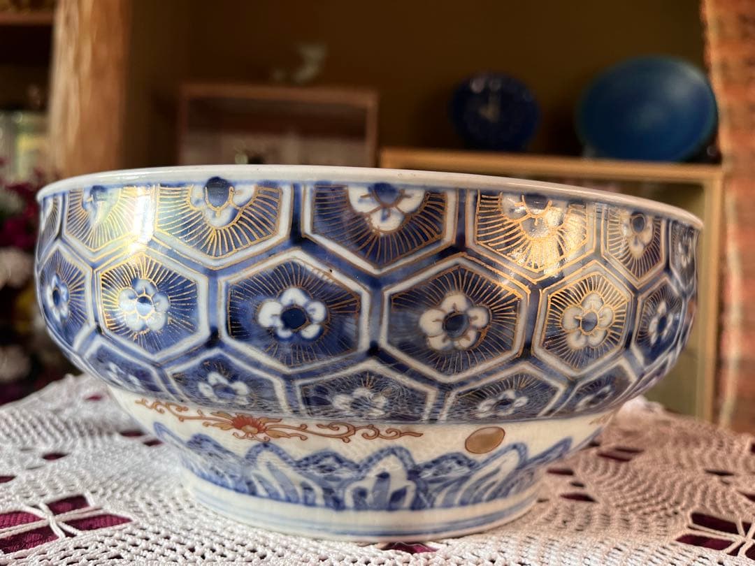 古伊万里 江戸中期 二重高台 骨董品 時代物 色絵