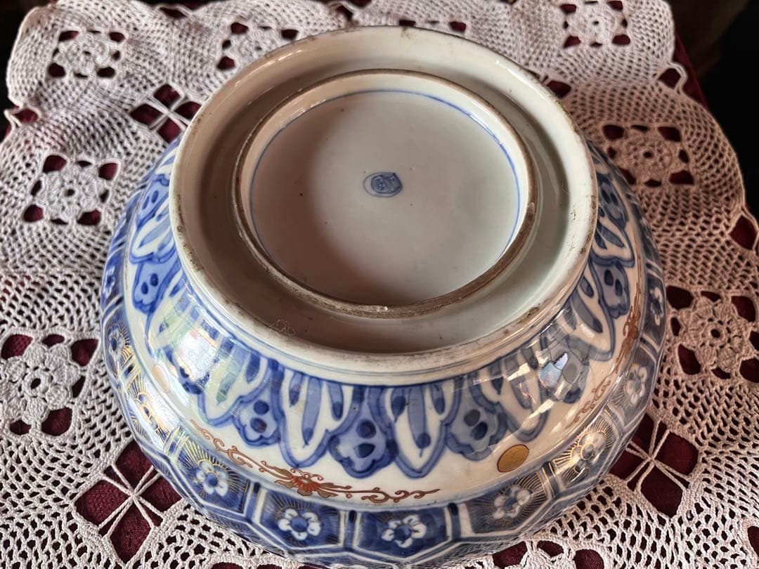 古伊万里 江戸中期 二重高台 骨董品 時代物 色絵