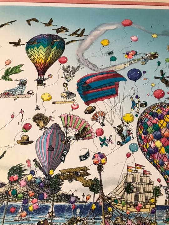 ‼️リサイクルFORT‼️外国のハッピーな図の絵画❗️最高潮の現代アート❗️額縁スレ傷有