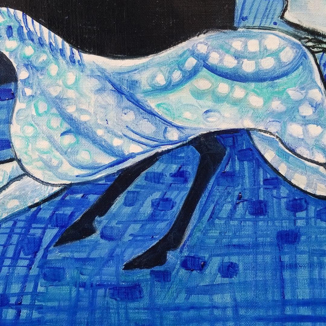 油絵　専用　青い世界の馬たち