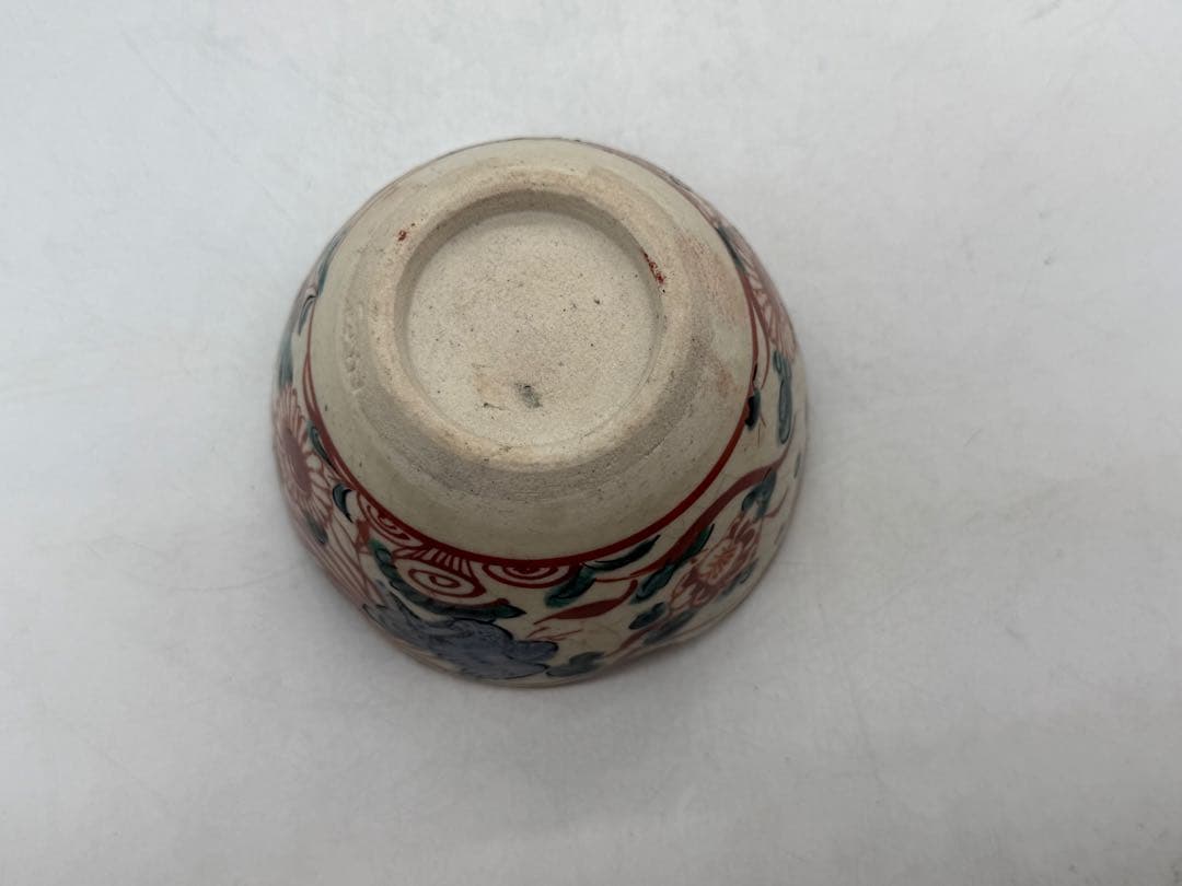 時代　赤絵花口鉢5点　春逸作　送料込み250611