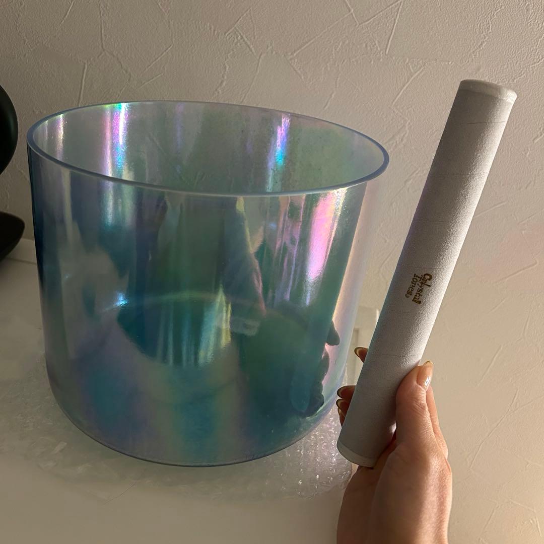 クリスタルボウル 9インチ A#+40 アクアゴールド(インサイド)プラチナ