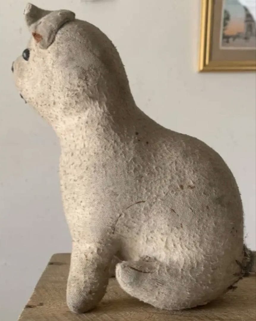 フランス 1900-20s 犬 ぬいぐるみ 木毛 グラスアイ 骨董 アンティーク