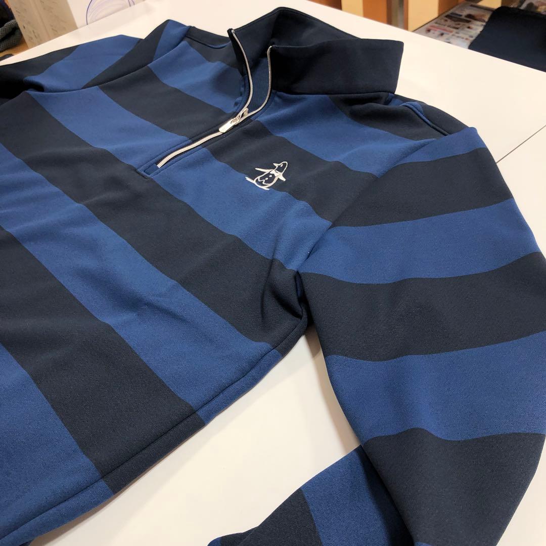 マンシングウエアレディスペンギン刺繍 ハーフジップシャツ ネイビーL