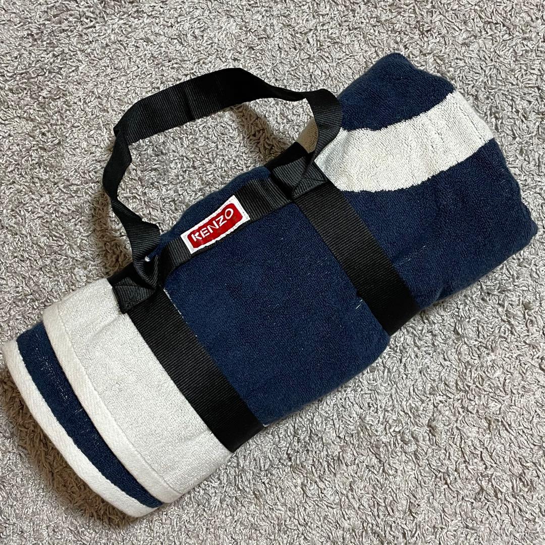 【未使用】KENZO バスタオル（ビーチタオル） 大判 ネイビー ホワイト