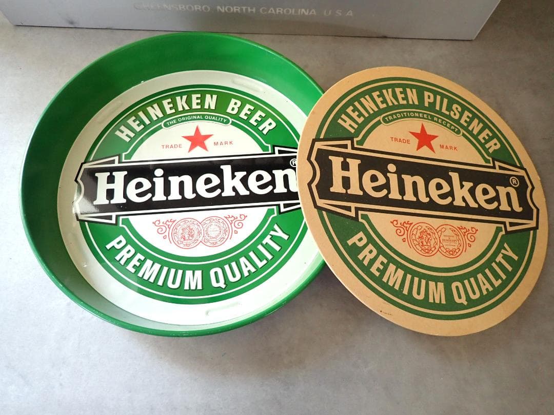 ☆珍品レア品☆Heineken ハイネケン ビンテージ大判トレイ&コースター