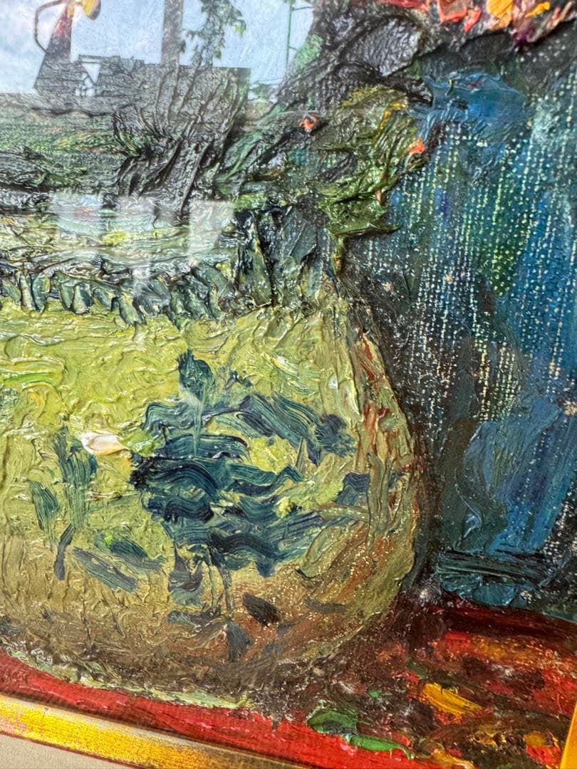 s*a様 花瓶のバラ 油彩画 金色フレーム付き