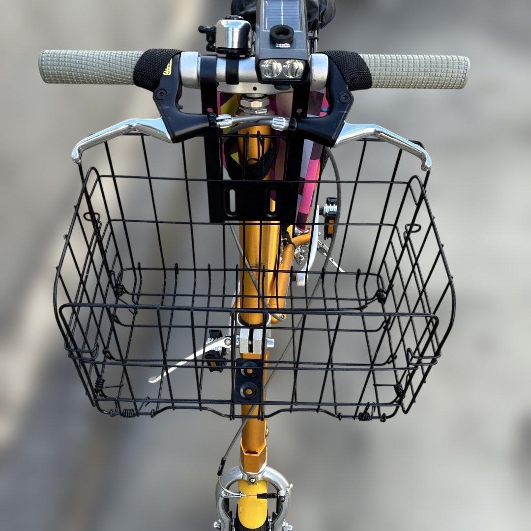 折りたたみ自転車 ゴールド 前部バスケット付き