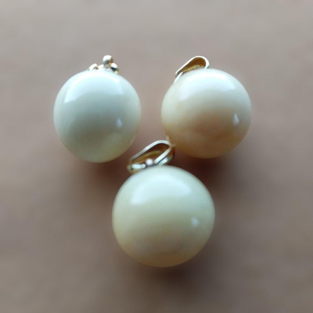 鯨歯　マッコウクジラ　牙玉ペンダントトップ　11.5㎜　10個　②