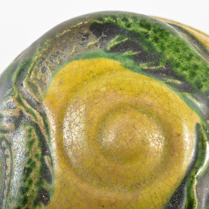 茶道具　京焼　黄交趾　龍文　香合　楽銘　C　R6318B