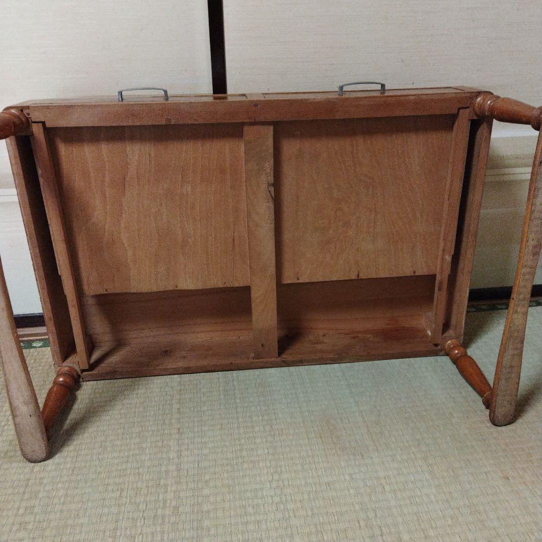 昭和レトロ 木製 ブラウン 文机 引き出し付き