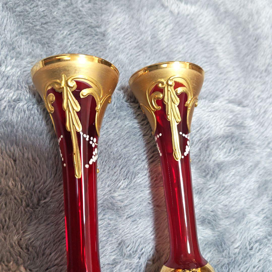 Murano ムラーノ　イタリア製 ベネチアンガラス ペア花瓶　置物　2個セット