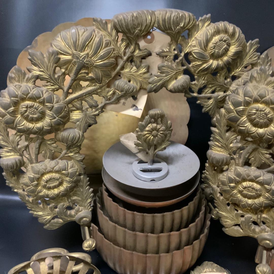 極上・菊輪灯・浄土真宗・本堂用・京仏具・仏像・宣徳・銅鑼・妙鉢・煎茶道具