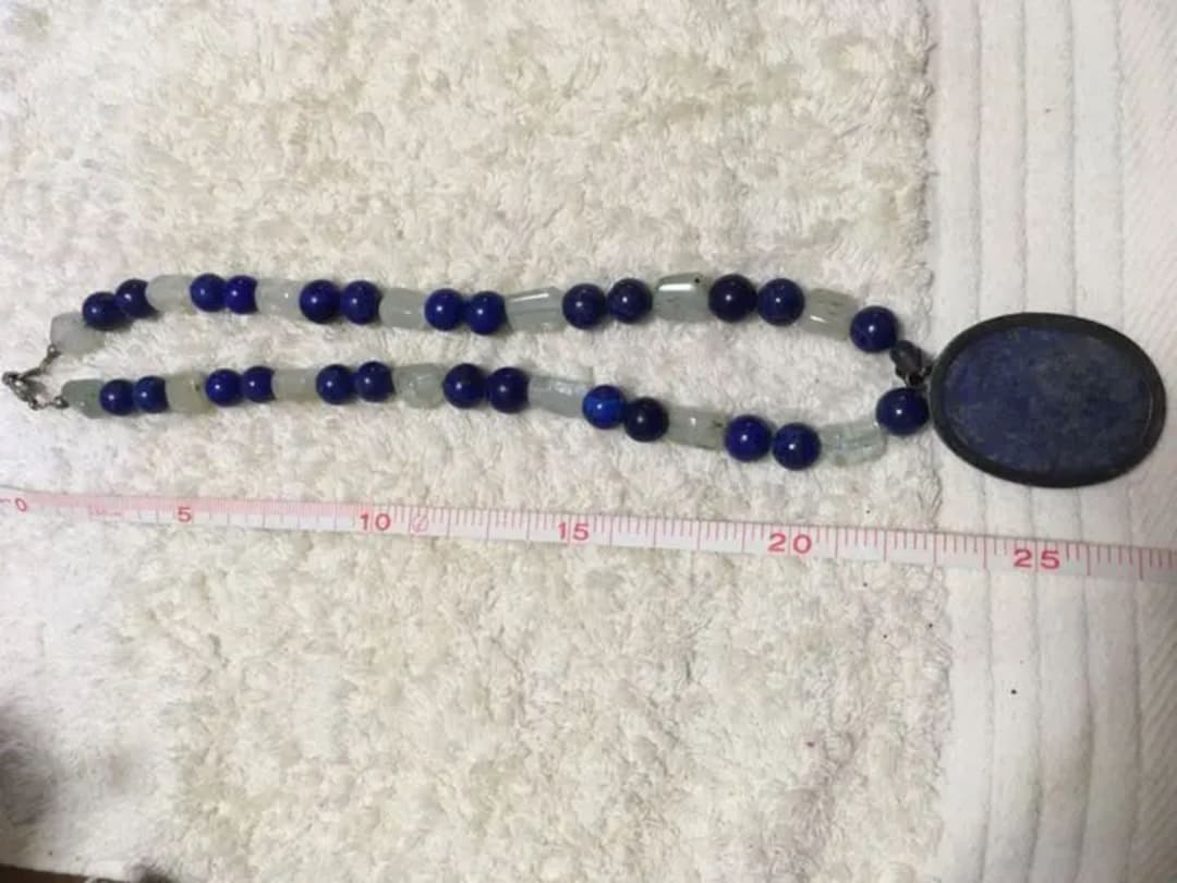 ラピスラズリとアクアマリン　ペンダント　濃紺　パイライト　天然石