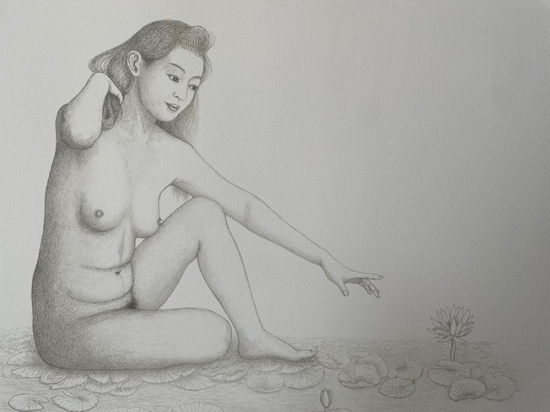 八島義郎　リトグラフ　版画　白蓮の精 ローマ数字　貴重