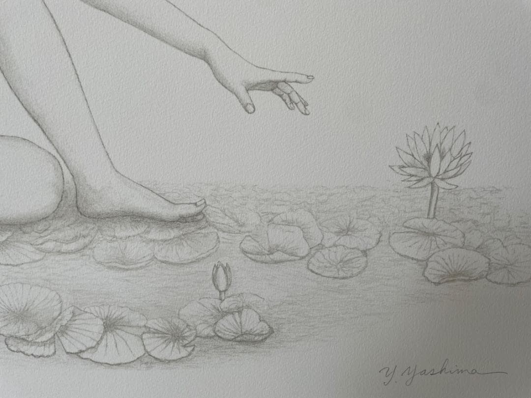 八島義郎　リトグラフ　版画　白蓮の精 ローマ数字　貴重