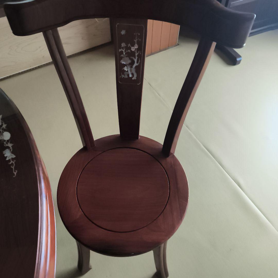 【高級】円卓/ダイニングセット6人用［引取り限定/回転テーブル・ガラス天板付き】