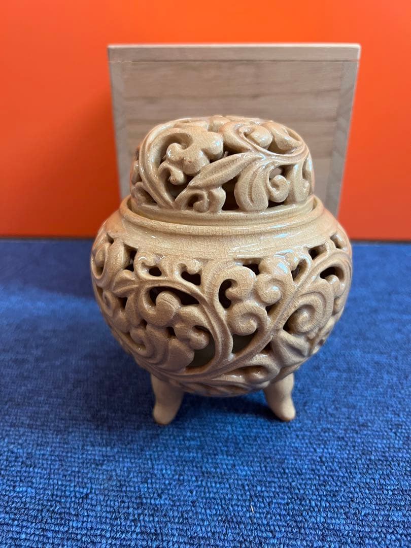 1136 萩焼　指月窯　波多野善蔵　香炉　未使用