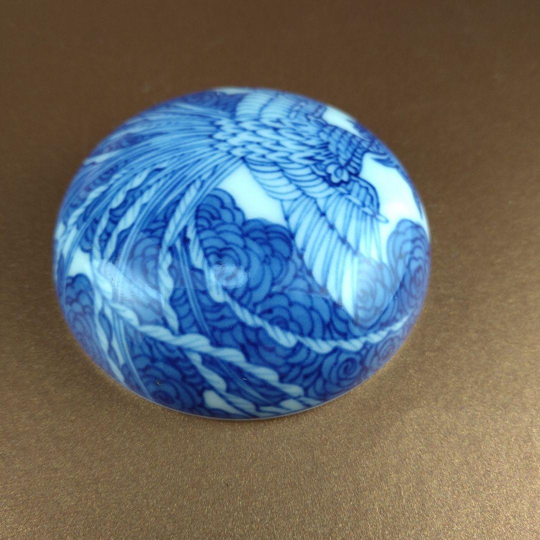 宮内庁御用達　十四代　辻常陸　染付鳳凰文　香合