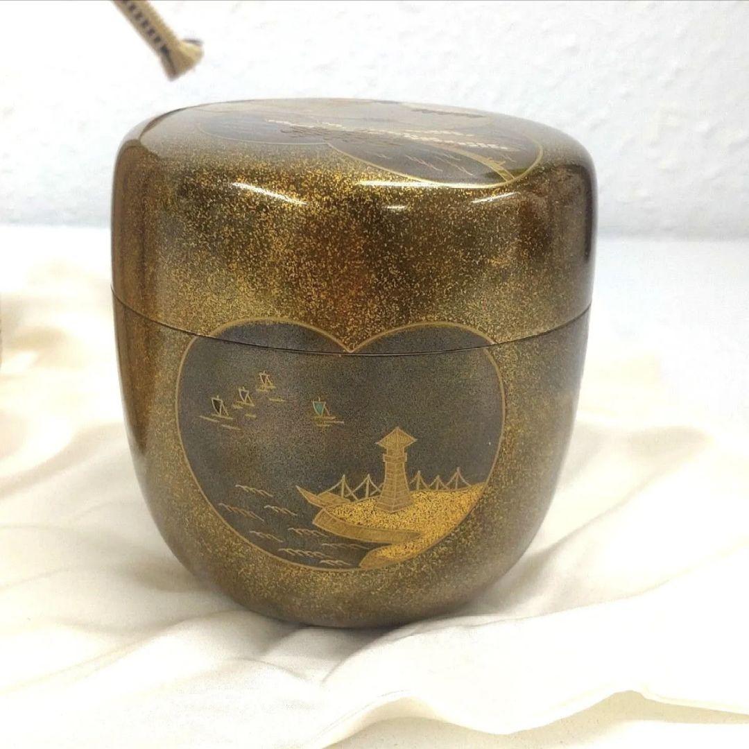 棗 近江八景　利休棗　茶平一斎　輪島塗　漆芸　共桐箱