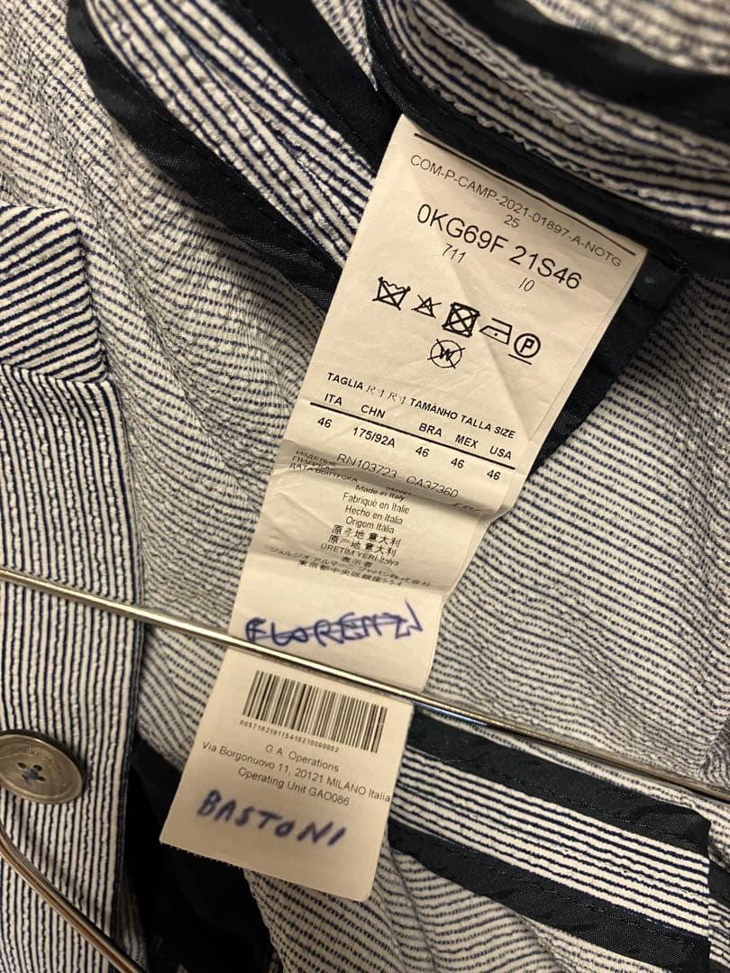 実使用品　イタリア代表エンポリオアルマーニ　ジャケットスーツ　サイズ46 支給