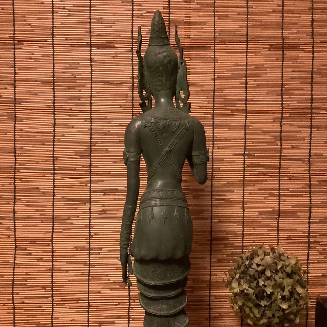 古玩・ビルマ期「女神像」土着信仰・ミャンマー・ダーミカラマ・ビルマ寺院・唐金