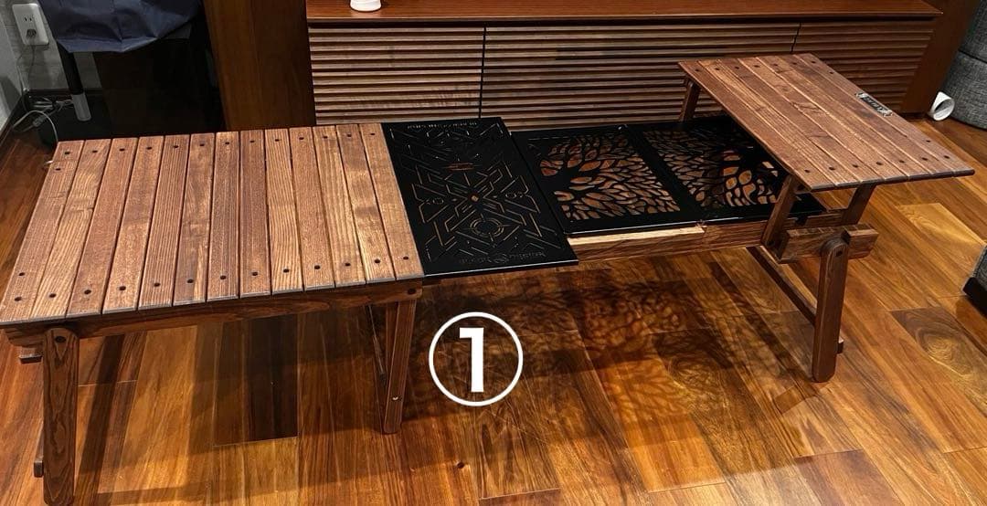 BLACK DESIGN 方舟テーブル+アイアンプレート　アウトドアテーブル