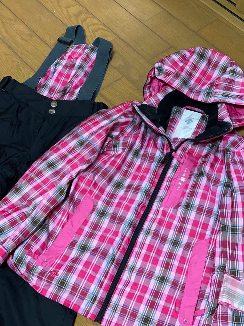 DESCENTE 11号 ピンク チェック スキーウェア