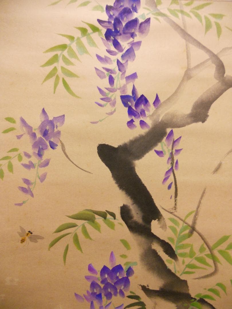 掛け軸 鈴木秀光 『 藤 』 紙本 希少 軸装 茶道具 掛軸 美品 です。