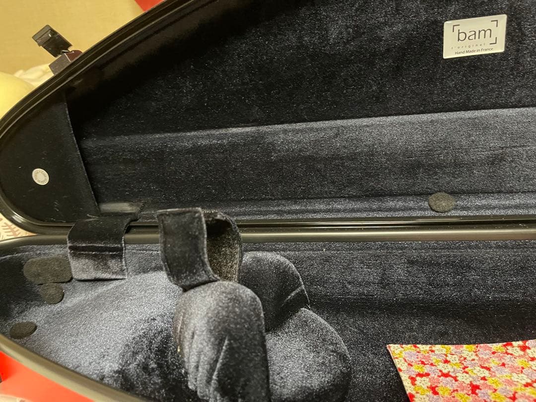 おまけ付きbam 赤 バイオリンケース半月型4/4