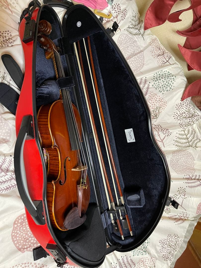 おまけ付きbam 赤 バイオリンケース半月型4/4