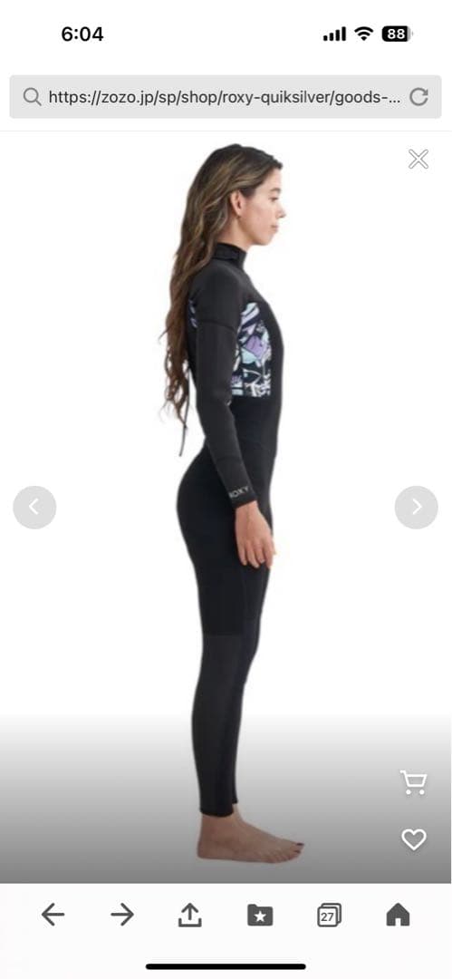 Roxy フルスーツ ブラック/マルチカラー