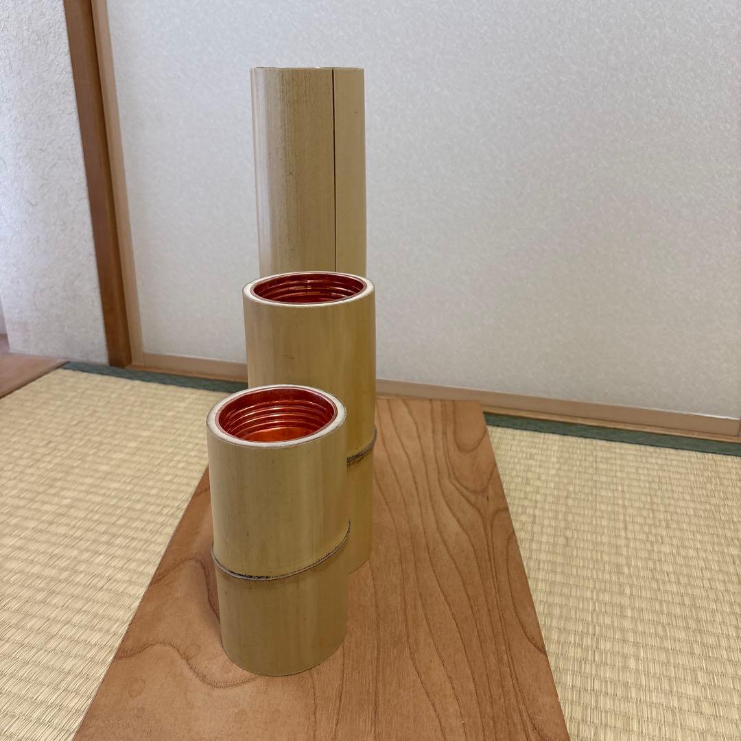 69 短三管筒　3本セット　竹製　華道　生花　格花　花器　水仙
