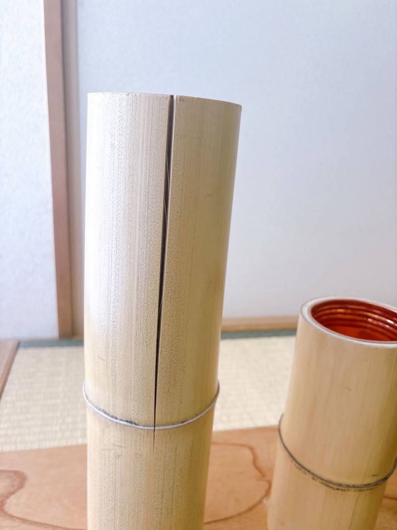 69 短三管筒　3本セット　竹製　華道　生花　格花　花器　水仙