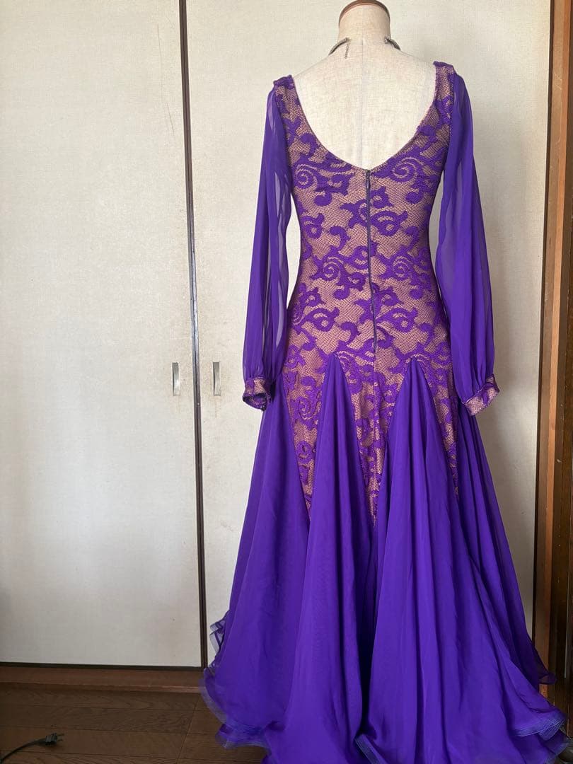 社交ダンスドレス★パーティードレス★デモドレス★パープル★社交ダンスウエアー