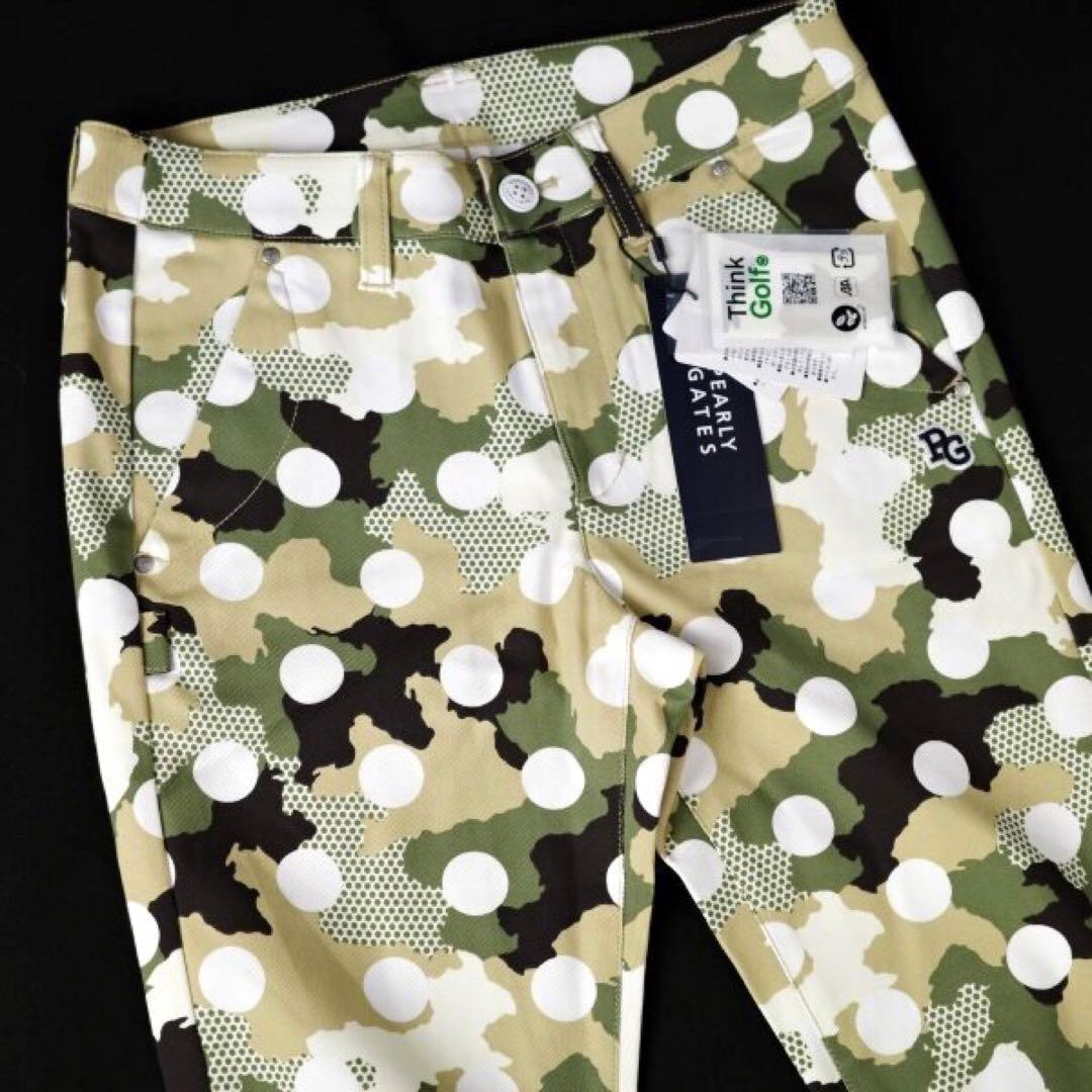 【PEARLY GATES】レディース ドットカモ柄ストレッチロングパンツ0番S