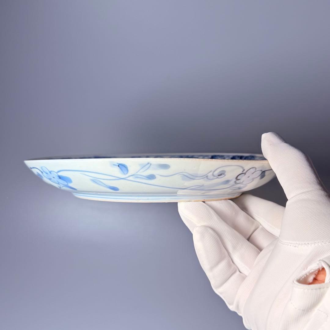 江戸時代中期～後期　藍柿右衛門　染付虎図七寸皿　名品！！ 古美術　博物館級