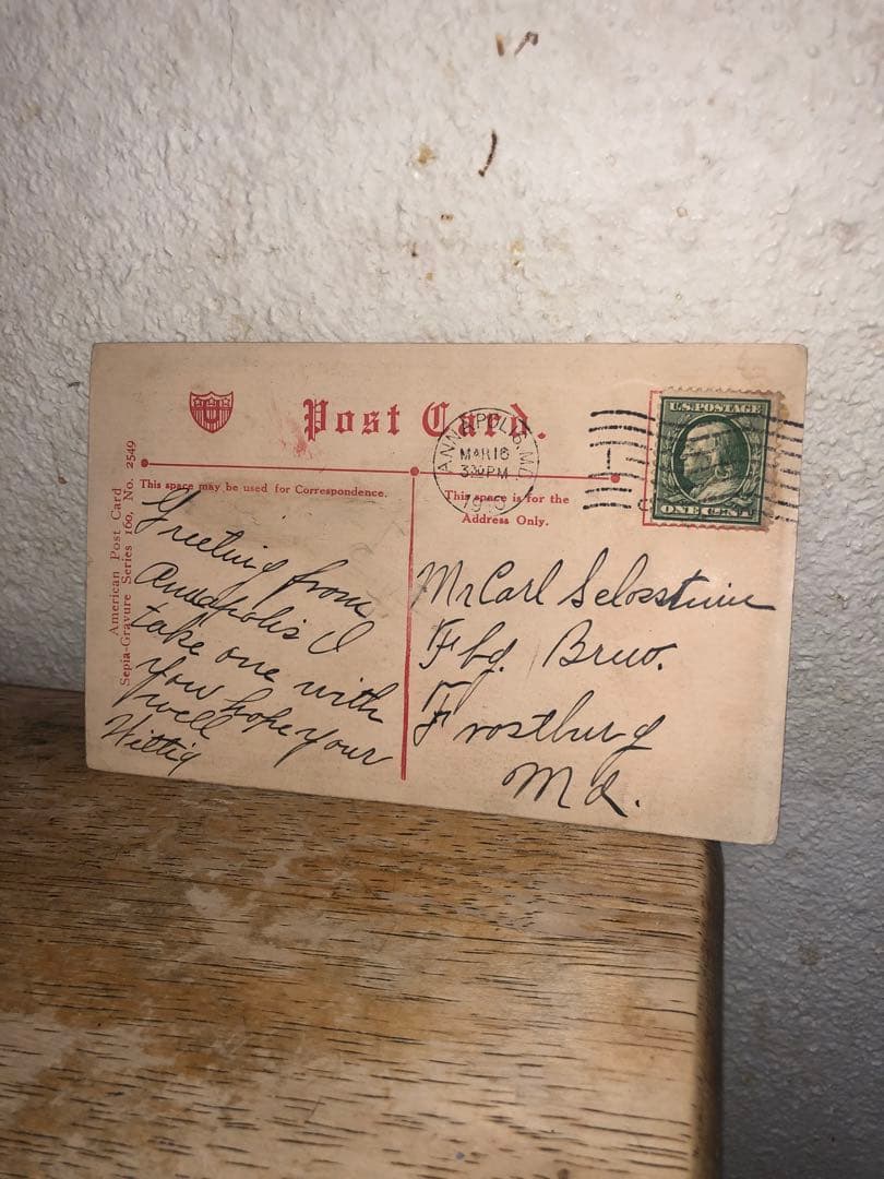 アンティーク1900s スカル　髑髏　骸骨 ポストカード　ビンテージ　死神　骨董